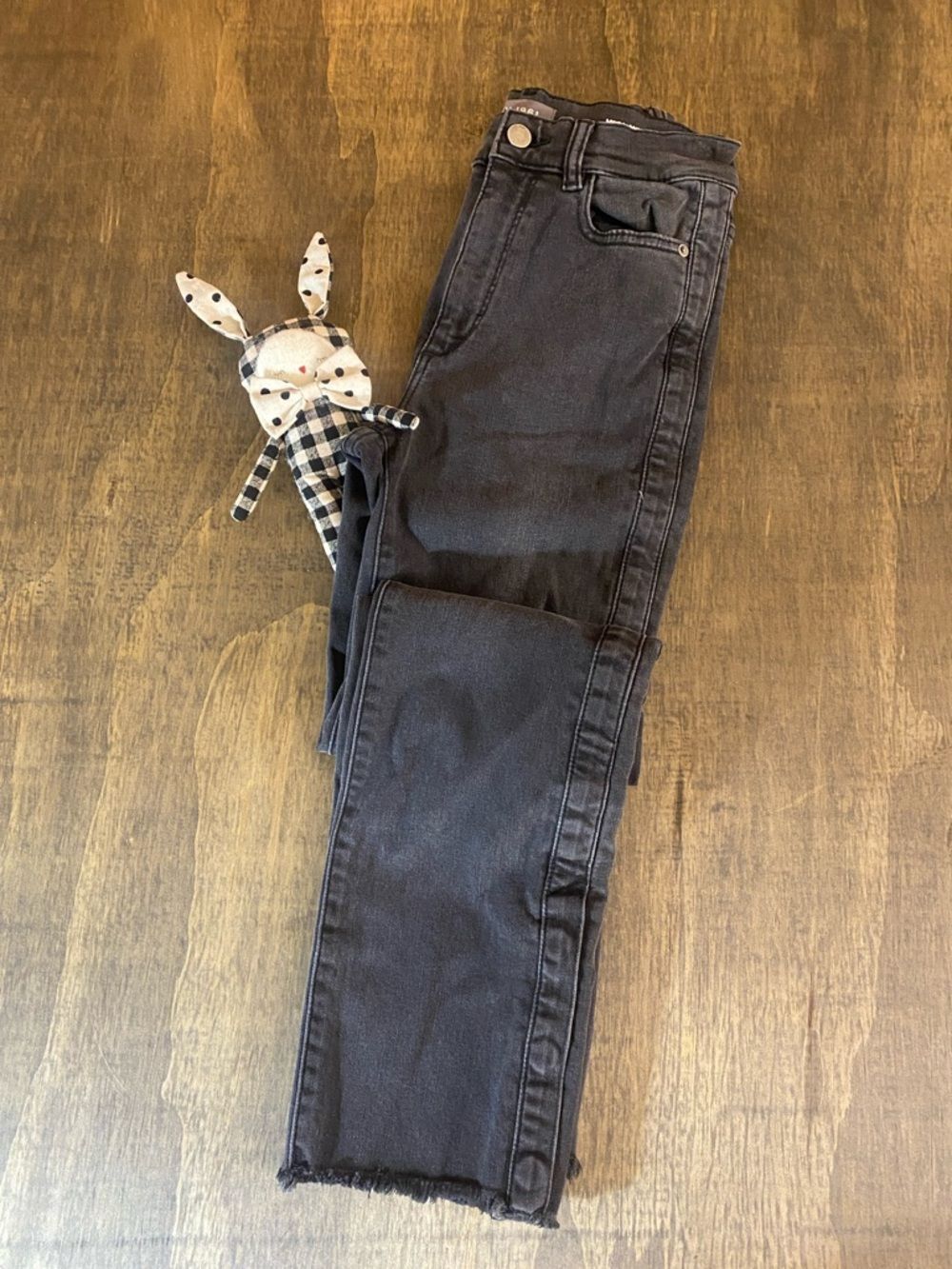 DL1961 Black High-Rise Snap Side Straight Leg Jeans